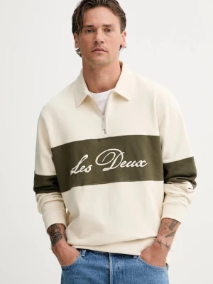 Les Deux bluza bawełniana męska kolor beżowy wzorzysta 1000178