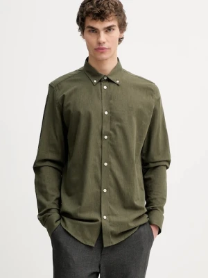 Les Deux koszula bawełniana męska kolor zielony regular z kołnierzykiem button-down 1001696