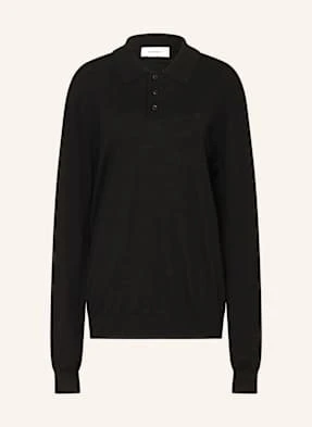 Les Deux Koszulka Polo Z Dzianiny Greyson Z Wełny Merino schwarz