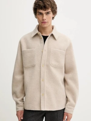 Les Deux kurtka koszulowa z dodatkiem wełny Lennon męska kolor beżowy przejściowa 1000547