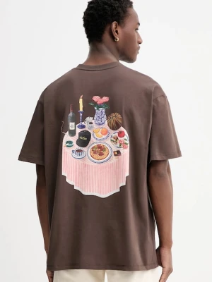 Les Deux t-shirt bawełniany Cole męski kolor brązowy z nadrukiem 1001106