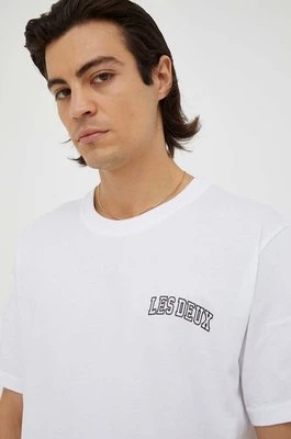 Les Deux t-shirt bawełniany kolor biały z nadrukiem LDM101113
