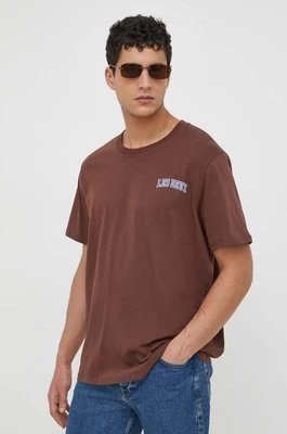 Les Deux t-shirt bawełniany kolor brązowy z nadrukiem LDM101113