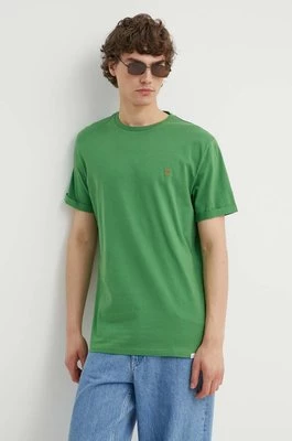 Les Deux t-shirt bawełniany kolor zielony gładki LDM101155
