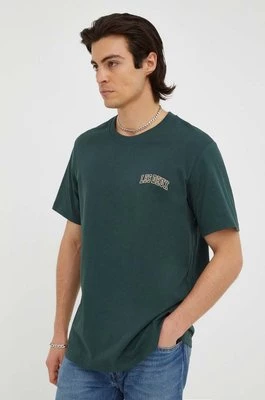 Les Deux t-shirt bawełniany kolor zielony z nadrukiem LDM101113