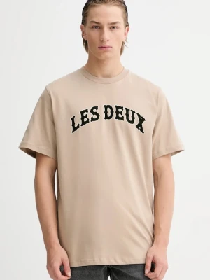 Les Deux t-shirt bawełniany Brady męski kolor beżowy z nadrukiem 1001004
