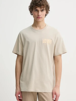 Les Deux t-shirt bawełniany męski kolor beżowy z nadrukiem LDM101213