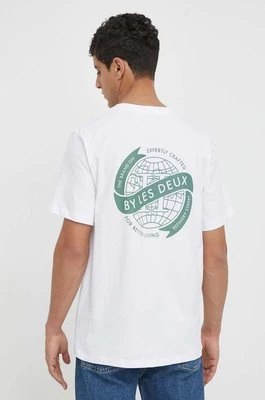 Les Deux t-shirt bawełniany męski kolor biały z nadrukiem