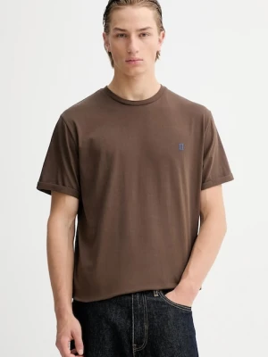 Les Deux t-shirt bawełniany Norregaard męski kolor brązowy z aplikacją 1001286