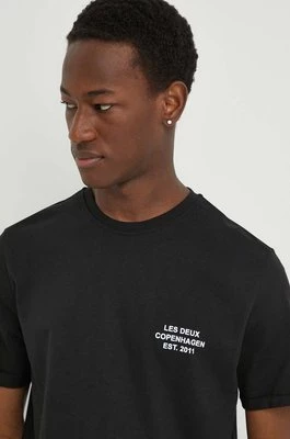 Les Deux t-shirt bawełniany męski kolor czarny z nadrukiem LDM101165