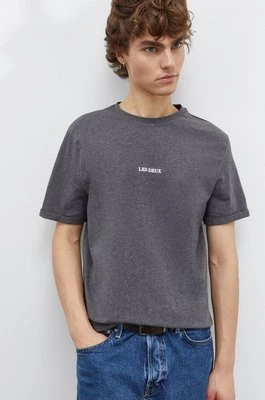 Les Deux t-shirt bawełniany męski kolor szary z nadrukiem