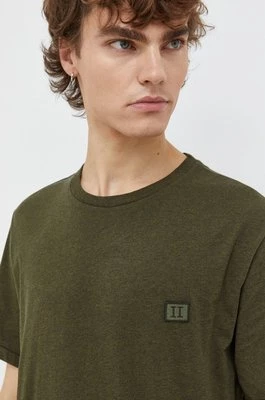 Les Deux t-shirt bawełniany męski kolor zielony melanżowy LDM101123