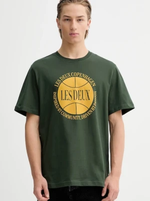 Les Deux t-shirt bawełniany męski kolor zielony z aplikacją 1000971