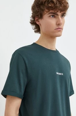 Les Deux t-shirt bawełniany męski kolor zielony z nadrukiem
