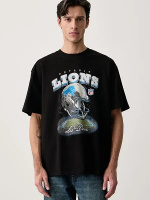 Les Deux T-shirt męski bawełniany x Detroit Lions czarny