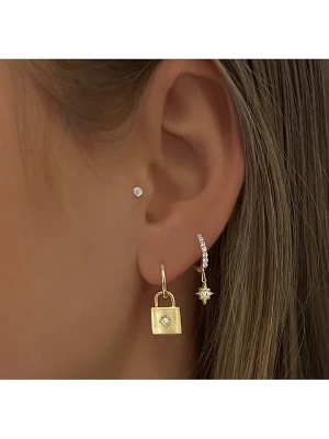 Les Petites Précieuses Pozłacane kolczyki-kreole z cyrkoniami rozmiar: onesize