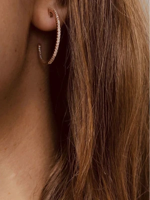 Les Petites Précieuses Pozłacane kolczyki-kreole z cyrkoniami rozmiar: onesize