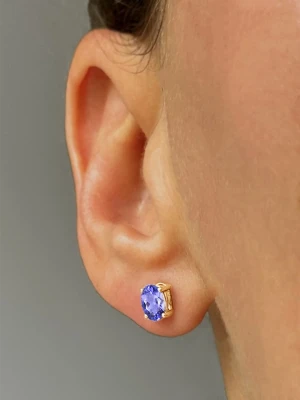 Les Petites Précieuses Pozłacane kolczyki-wkrętki z tanzanitem rozmiar: onesize