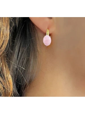 Les Petites Précieuses Pozłacane kolczyki z kwarcem różowym rozmiar: onesize