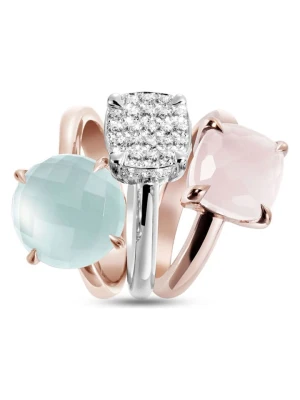 Les Petites Précieuses Pozłacane pierścionki (3 szt.) z kamieniami szlachetnymi rozmiar: 50