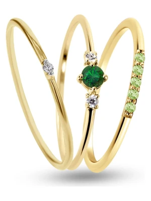 Les Petites Précieuses Pozłacane pierścionki (3 szt.) z kamieniami szlachetnymi rozmiar: 52