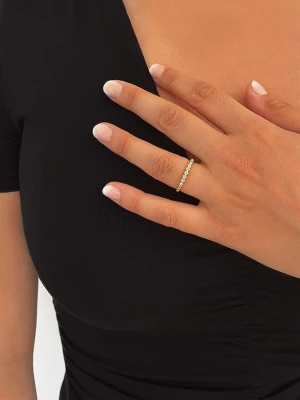 Les Petites Précieuses Pozłacany pierścionek z cyrkonią rozmiar: 58