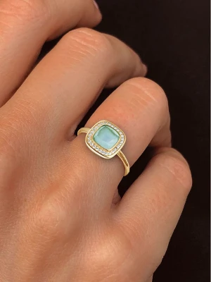 Les Petites Précieuses Pozłacany pierścionek z cyrkonią rozmiar: 54