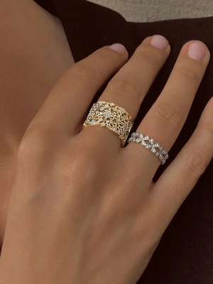 Les Petites Précieuses Pozłacany pierścionek z cyrkonią rozmiar: 50