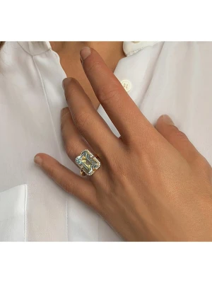 Les Petites Précieuses Pozłacany pierścionek z cyrkoniami i ametystem rozmiar: 60