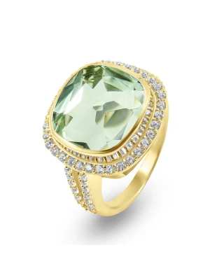 Les Petites Précieuses Pozłacany pierścionek z cyrkoniami i ametystem rozmiar: 58