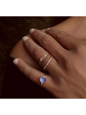 Les Petites Précieuses Pozłacany pierścionek z cyrkoniami i kwarcem rozmiar: 58