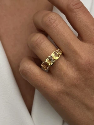 Les Petites Précieuses Pozłacany pierścionek z cytrynem rozmiar: 50