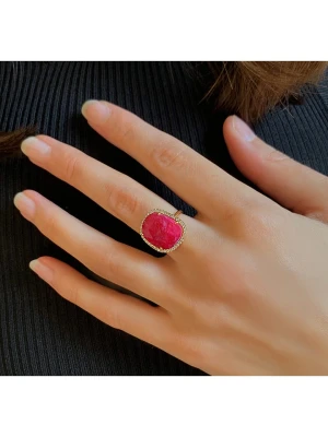 Les Petites Précieuses Pozłacany pierścionek z kamieniami szlachetnymi rozmiar: 58