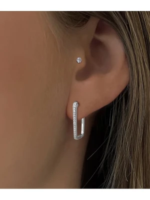 Les Petites Précieuses Srebrne kolczyki-kreole z cyrkoniami rozmiar: onesize