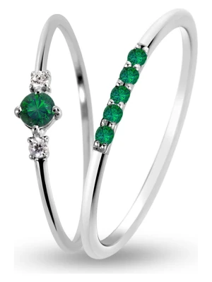 Les Petites Précieuses Srebrne pierścionki (2 szt.) z kamieniami szlachetnymi rozmiar: 50