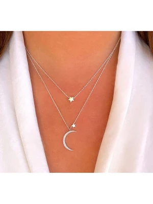 Les Petites Précieuses Srebrny naszyjnik z elementami ozdobnymi - dł. 39 cm rozmiar: onesize