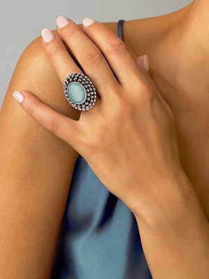 Les Petites Précieuses Srebrny pierścionek z chalcedonem rozmiar: 50