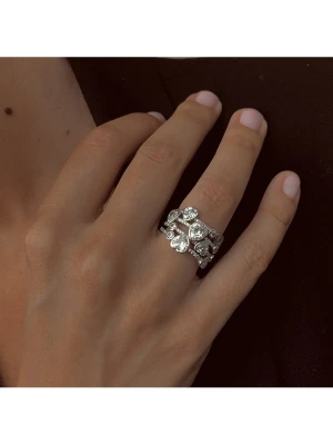 Les Petites Précieuses Srebrny pierścionek z cyrkoniami rozmiar: 50