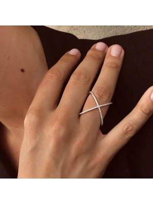 Les Petites Précieuses Srebrny pierścionek z cyrkoniami rozmiar: 58