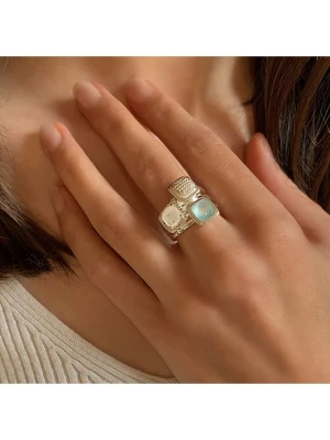 Les Petites Précieuses Srebrny pierścionek z kamieniami szlachetnymi rozmiar: 54