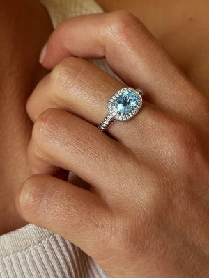 Les Petites Précieuses Srebrny pierścionek z kamieniami szlachetnymi rozmiar: 54