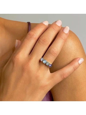 Les Petites Précieuses Srebrny pierścionek z kamieniami szlachetnymi rozmiar: 58