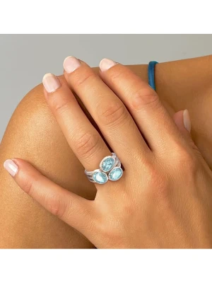 Les Petites Précieuses Srebrny pierścionek z topazem rozmiar: 60
