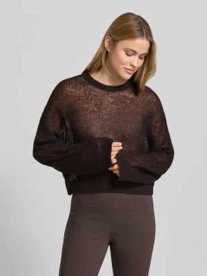 Letni, krótki sweter z dzianiny Style Icon Collection Czekoladowy
