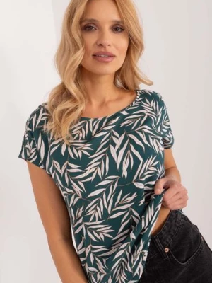 Letnia bluzka damska z nadrukiem ciemno-zielona Sublevel