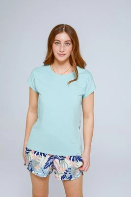 letnia damska koszulka organiczna z nadrukiem - Green Animal