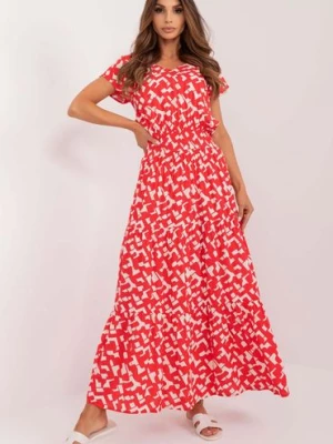 Letnia sukienka maxi z czerwono-białym printem Sublevel