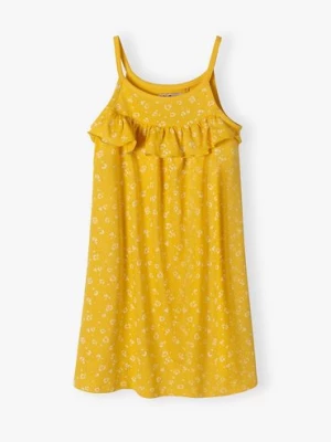 Letnia żółta sukienka dla dziewczynki w drobne kwiaty 5.10.15.