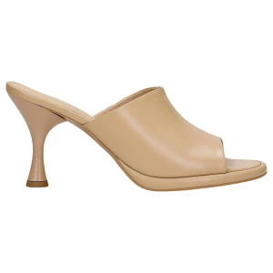 Beżowe klapki damskie na obcasie w ksztalcie klepsydry 74124-54 Wojas