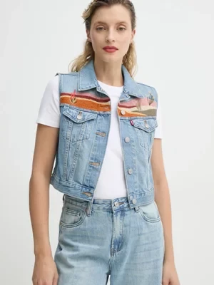 Levi's bezrękawnik EMBROIDERED XS VEST damski kolor niebieski przejściowy 002A7